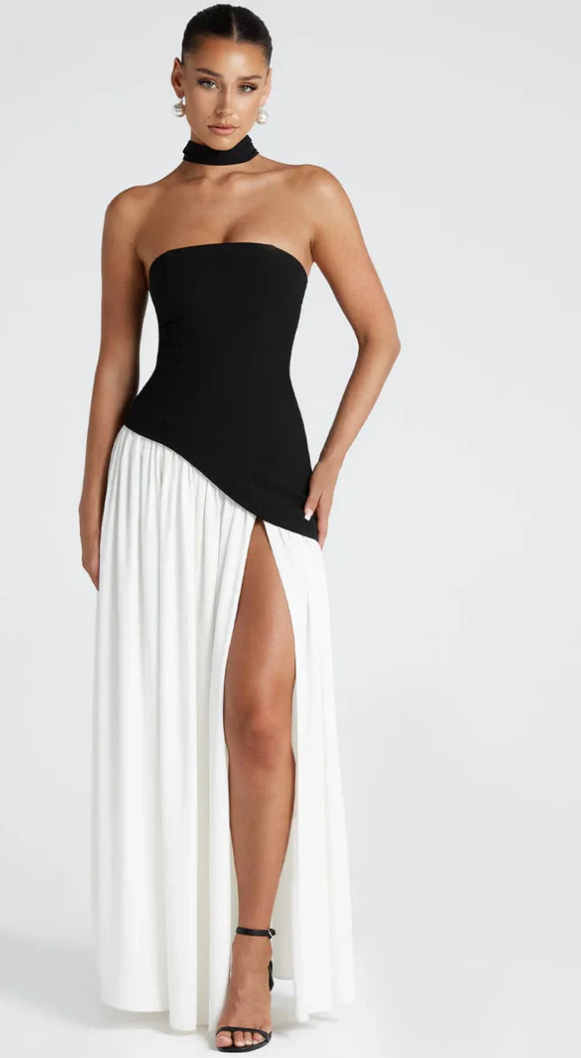 MALIYAH MAXI DRESS - BLACK & WHITE