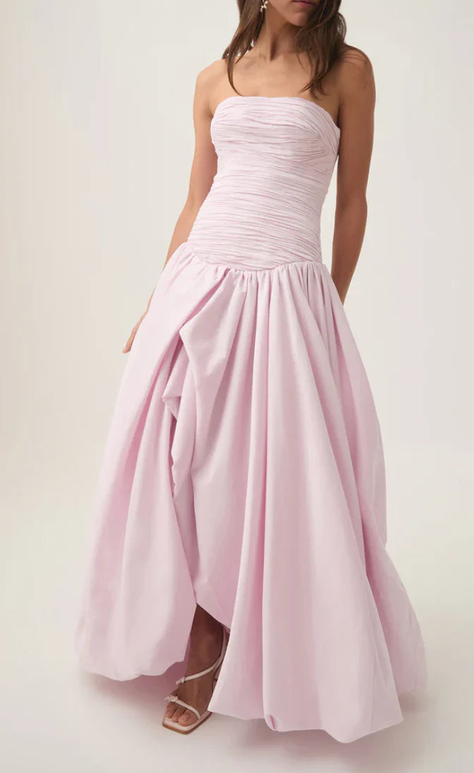 Violette Bubble Hem Maxi Dress BABY PINK - AJE