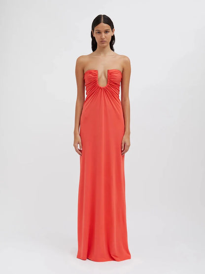 ARCED PALM STRAPLESS DRESS - CHRISTOPHER ESBER