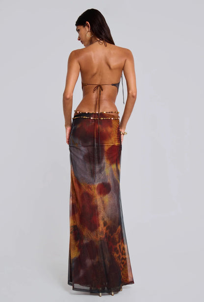 Vida Backless Maxi Dress in Whiskey - JADED LONDON