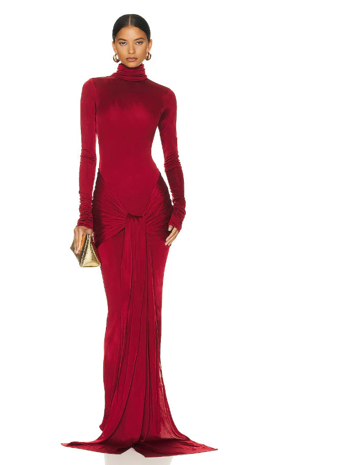 Slinky Jersey Sarong Maxi Dress- HELSA