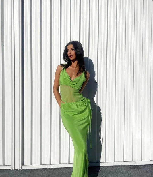 sheer panel silk maxi- CHRISTOPHER ESBER