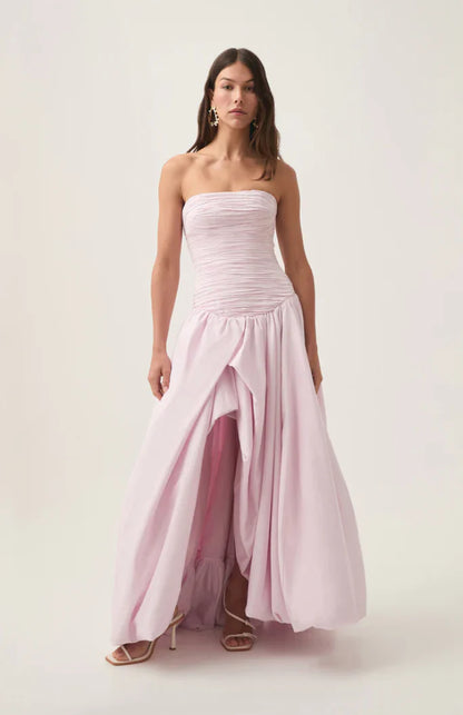 Violette Bubble Hem Maxi Dress BABY PINK - AJE