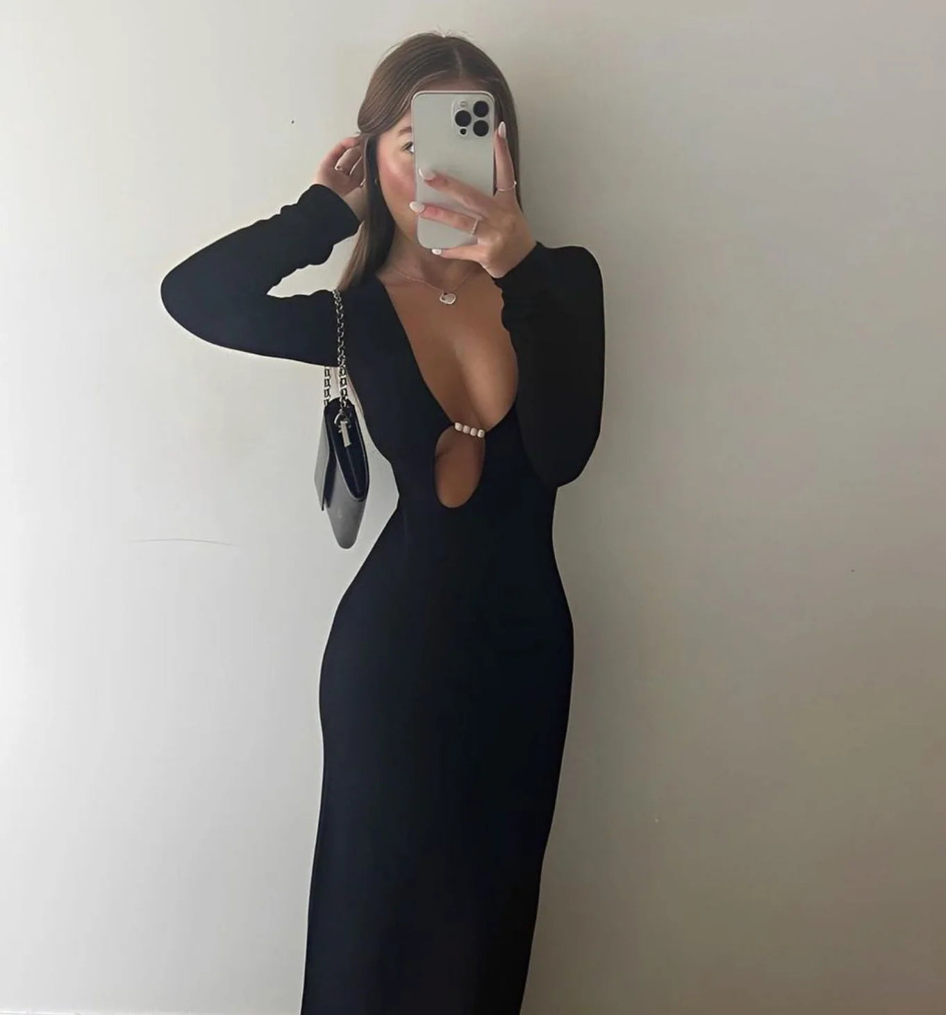 KINETIC BEADED LONG SLEEVE MAXI DRESS-SIR THE LABEL